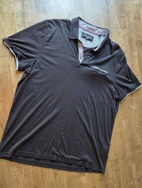 Ted Baker London Black Polo Shirt with Contrast Trim Modal Cotton Super Soft